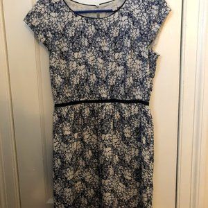 Ann Taylor Loft blue and white floral dress- 6P